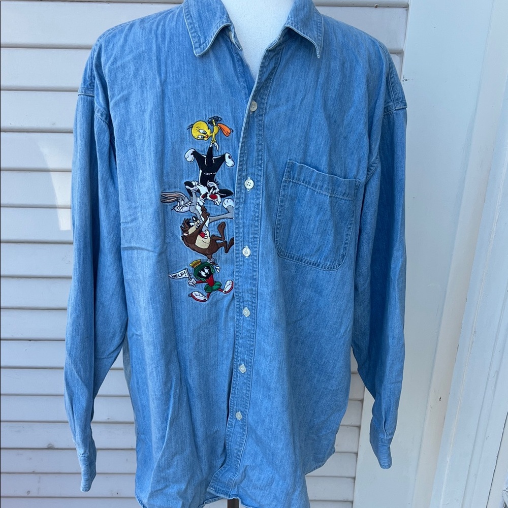 Warner Bros Looney Toons Denim Cotton Shirt with embroidery